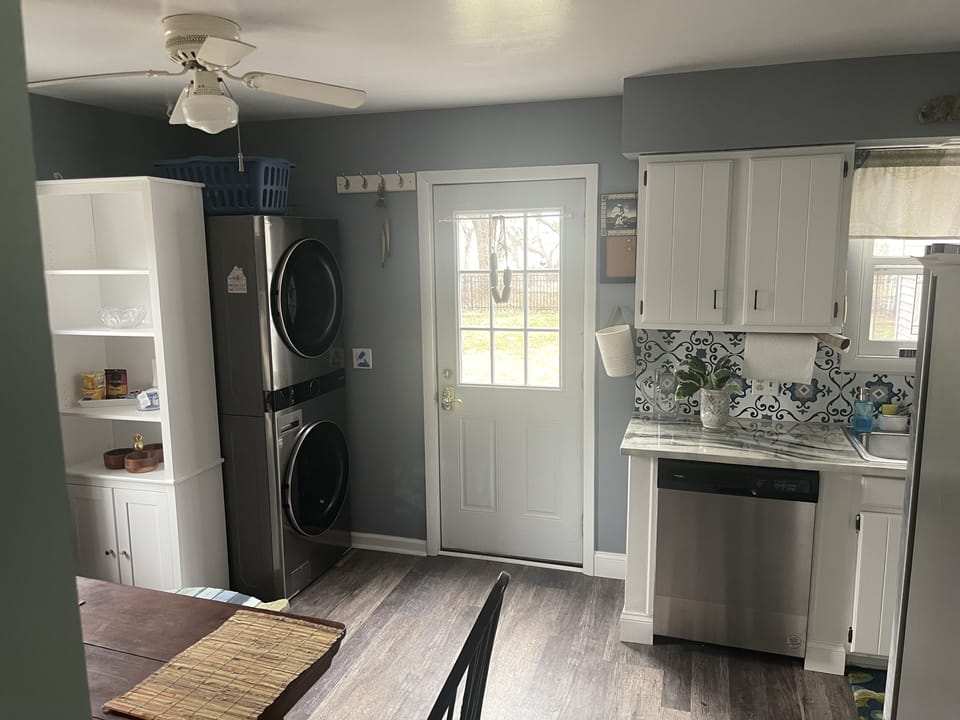 Kitchen/dinette area and entry door