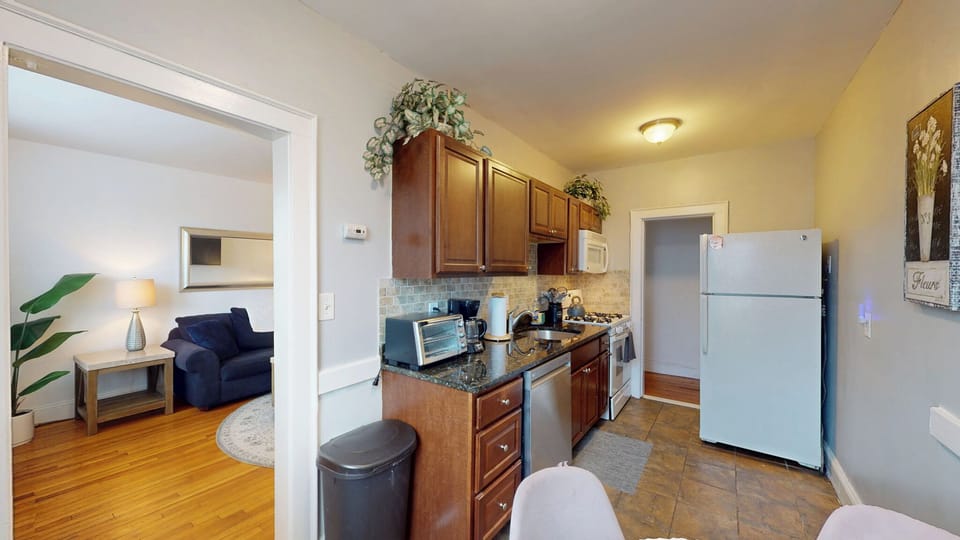 Kitchen, gas range, dishwasher, microwave
