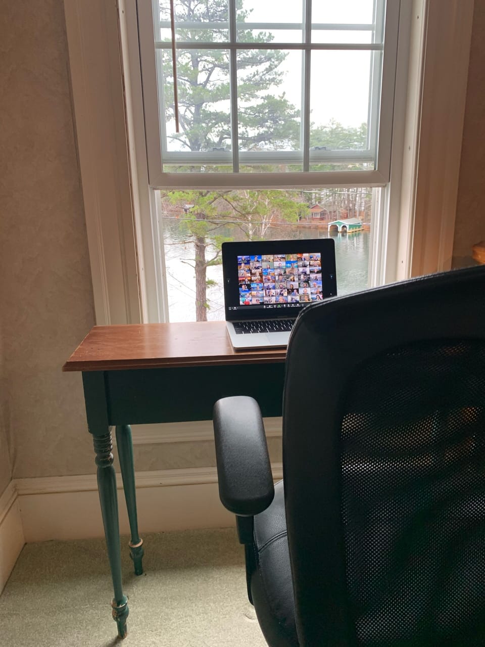 Take your zoom meeting with views of the lake 