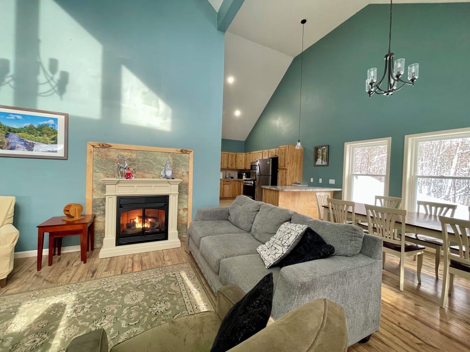 Wide open layout from the great room to the dining room and kitchen.