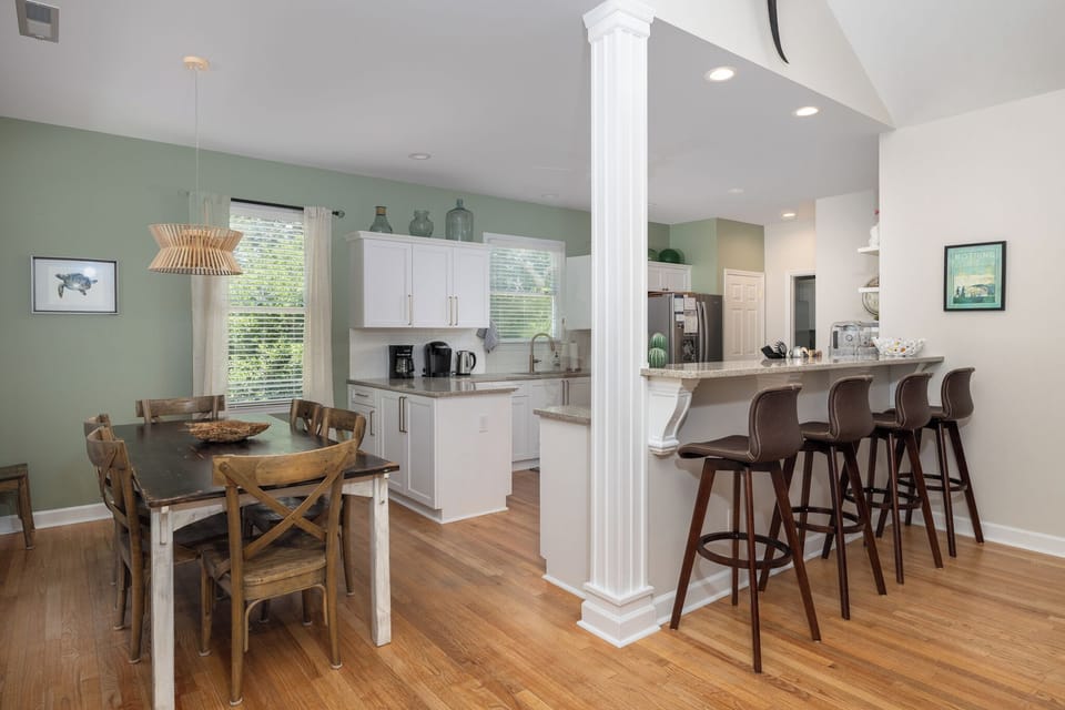 Move seamlessly between the living room and kitchen