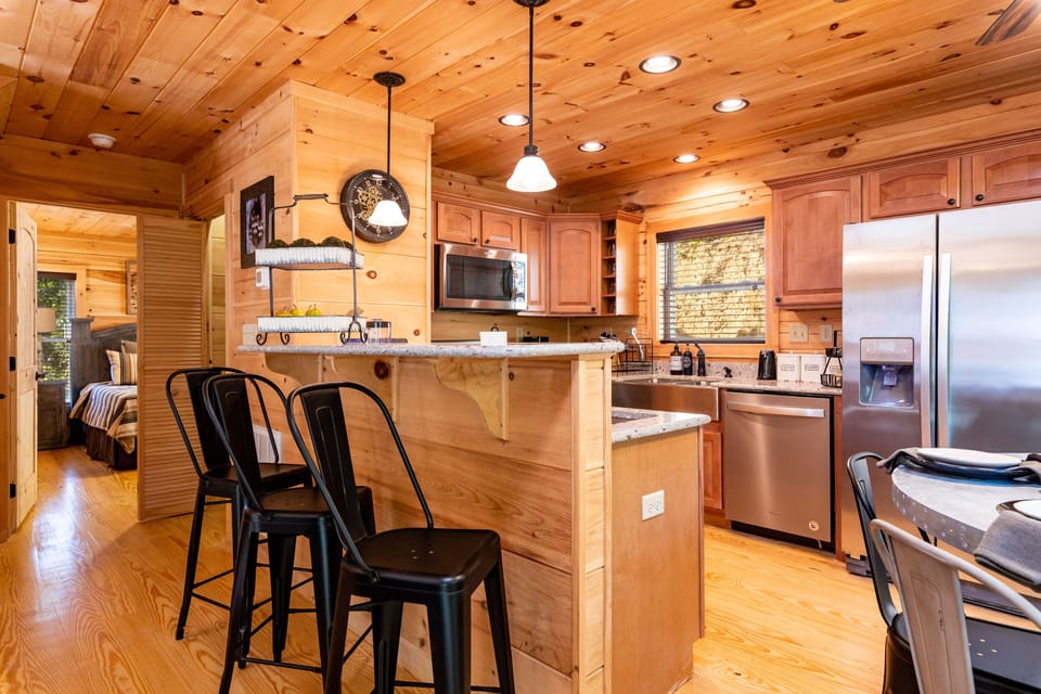 Kitchen and bar area