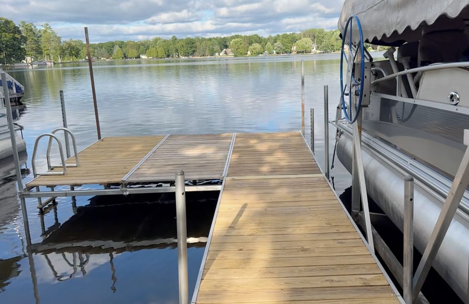 We added this new 12ft x 10ft sitting area at the end of our dock in July 2025.