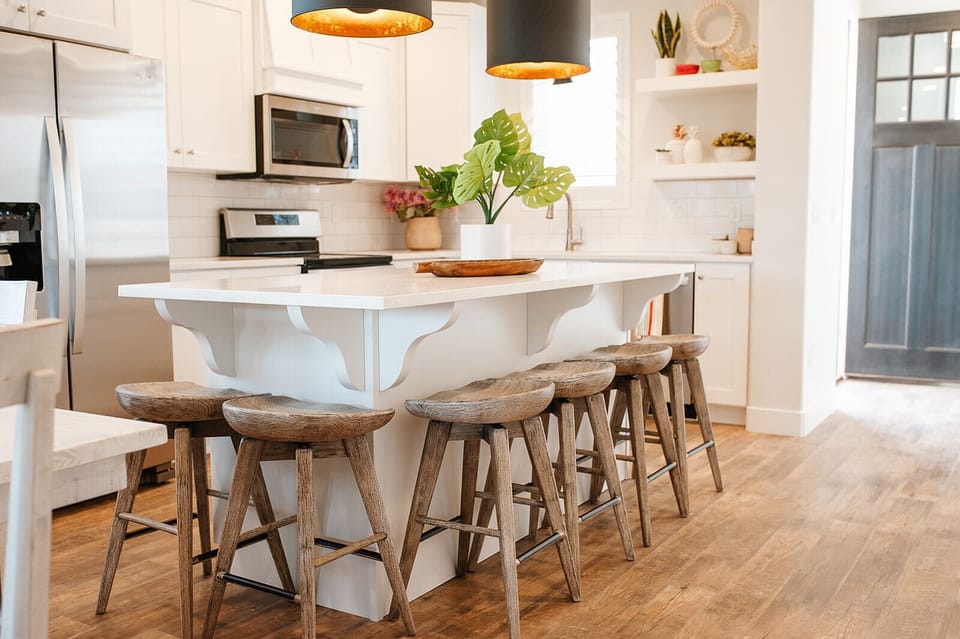 Stylish kitchen with island seating and easy access.