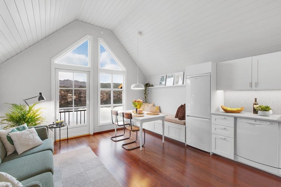 Living/Dinning room with waterfont view