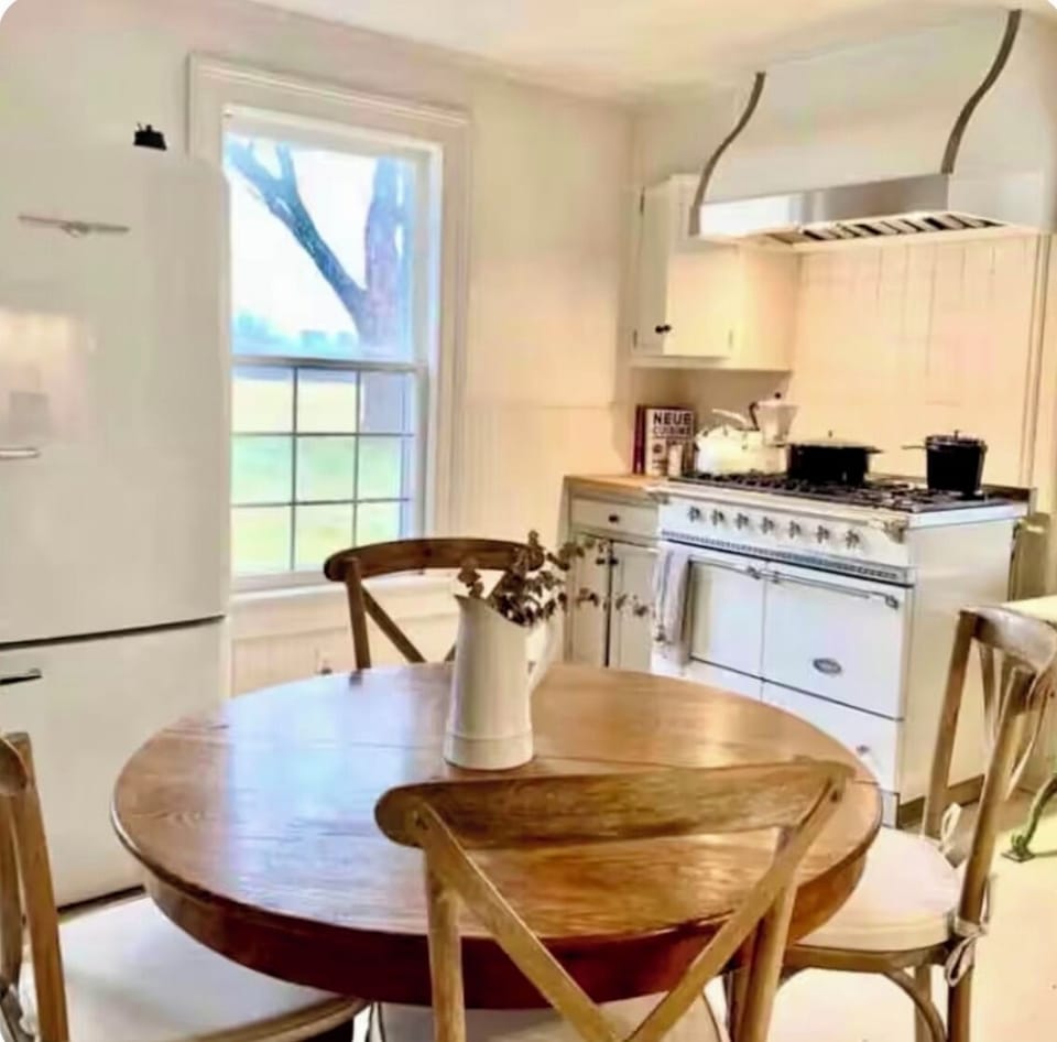Farmhouse kitchen, with 5 burner French LaCanche gas range.