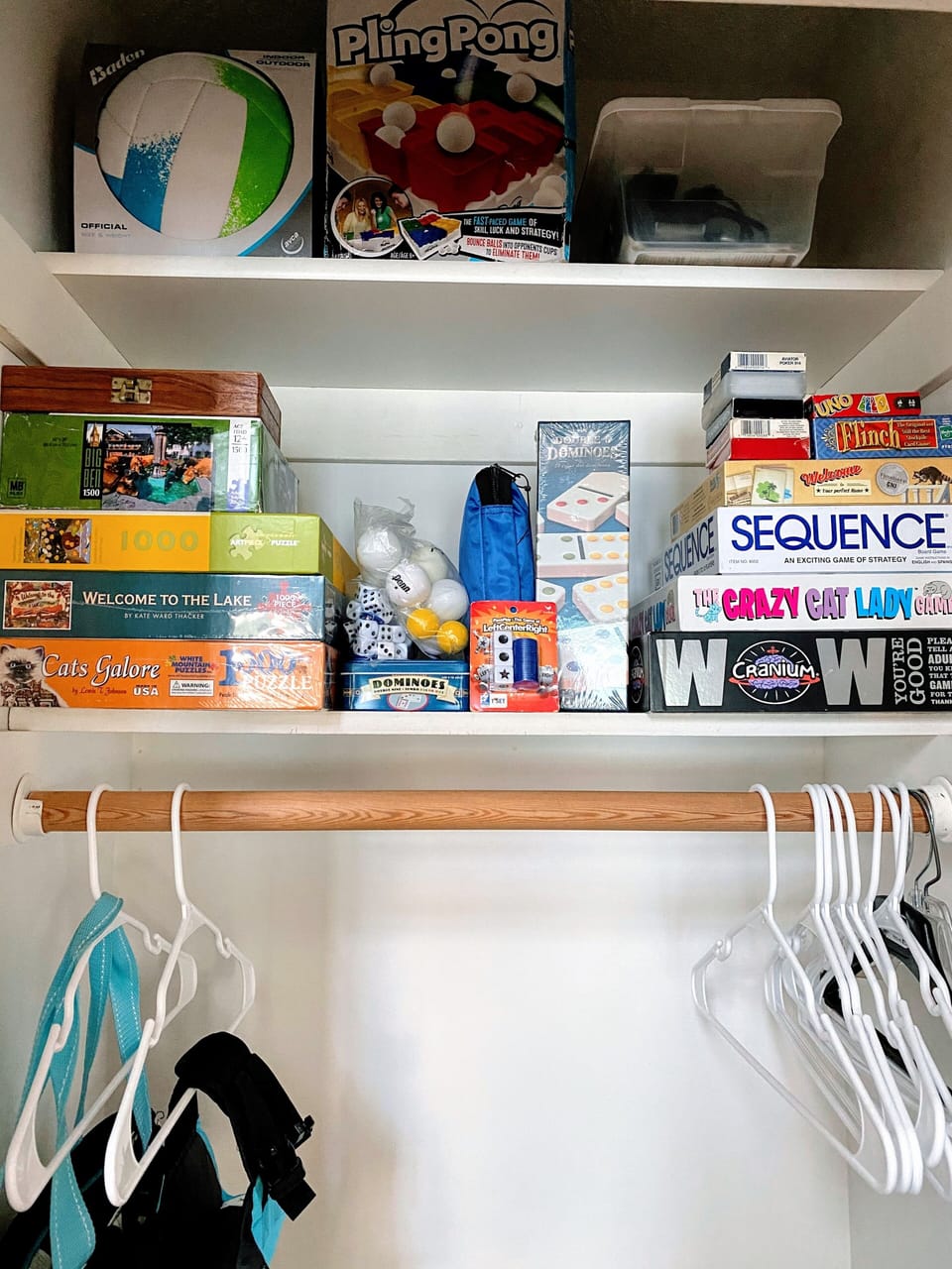 Closet stocked with games and puzzles