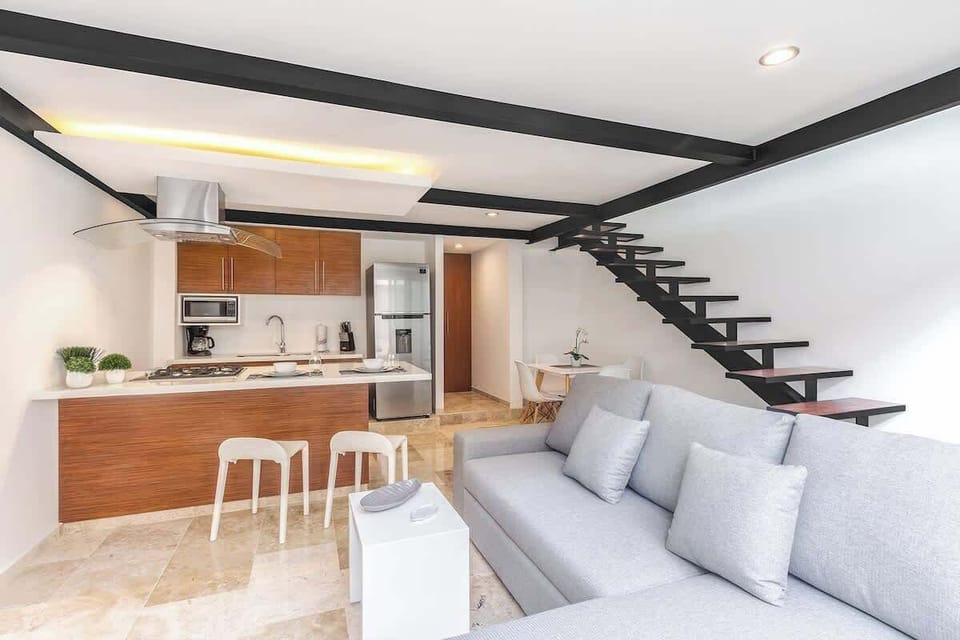 Fabulous kitchen space for dining at home. One full bathroom off to the side too.