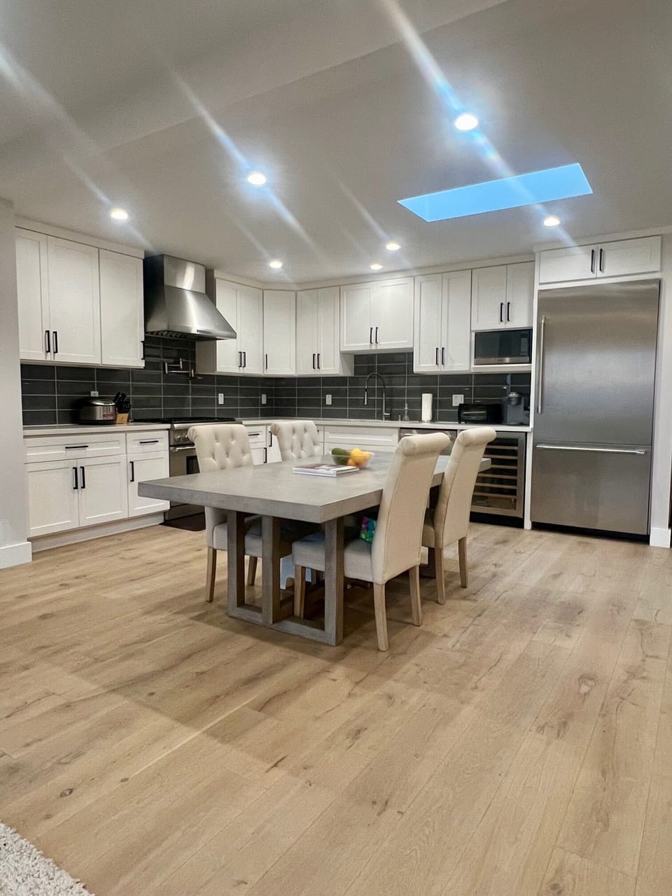Full kitchen and dining area
