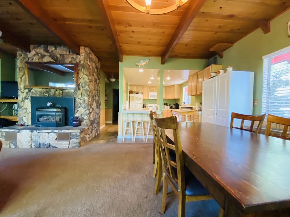 Dining room with plenty of lighting and seating area 