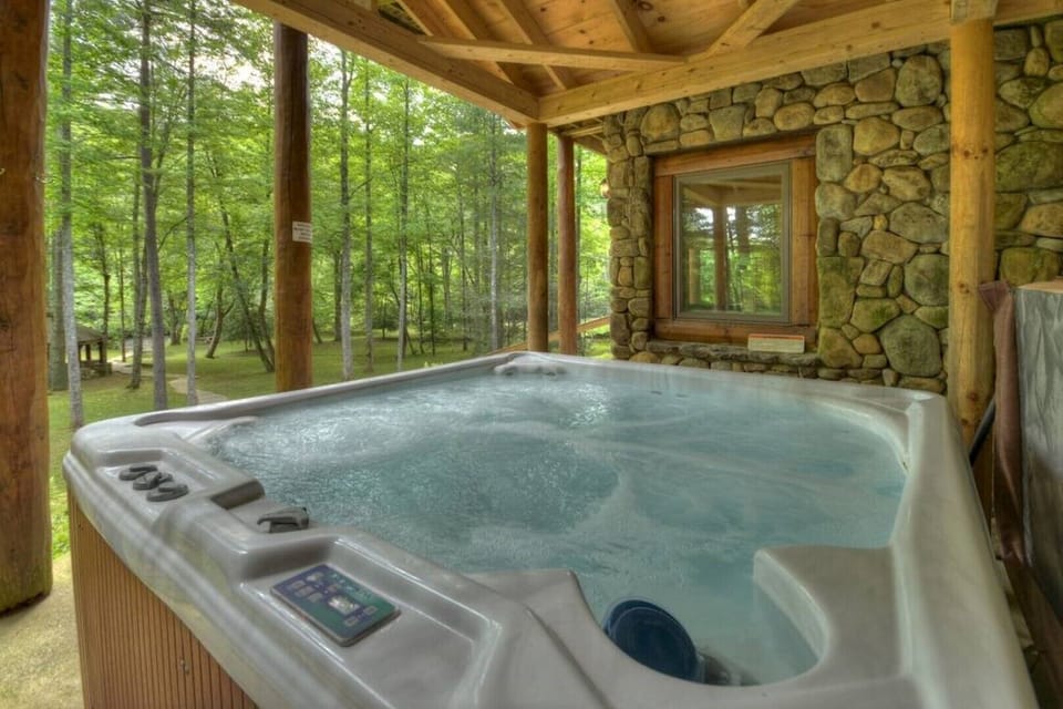 It's never too cold for a dip in the hot tub located outside the lower level.