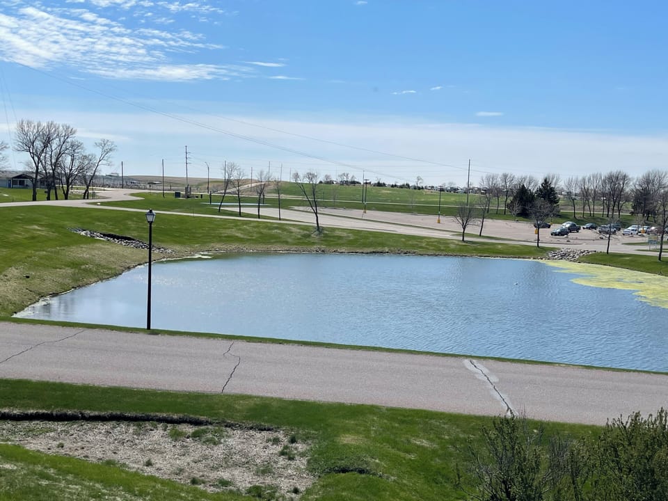Right next to the fishing pond and the zip line!