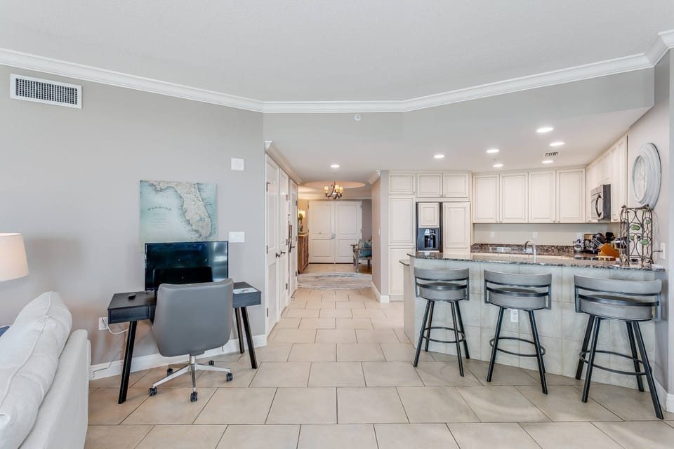 Dedicated work space and extra bar seating