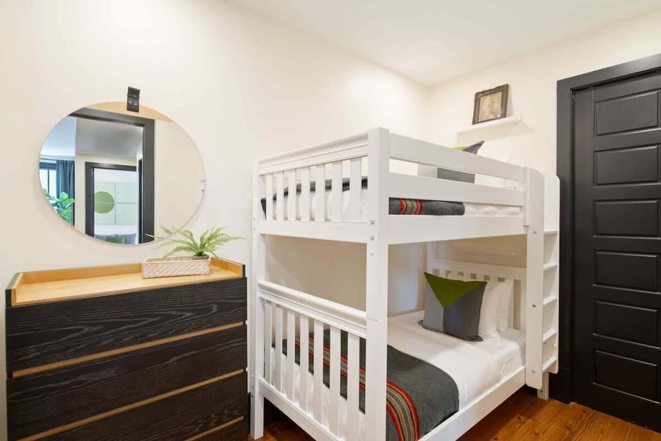 Bedroom 1 | 1 Twin-over-Twin Bunk Bed | Single-Level Unit | Hallway Access Bathroom