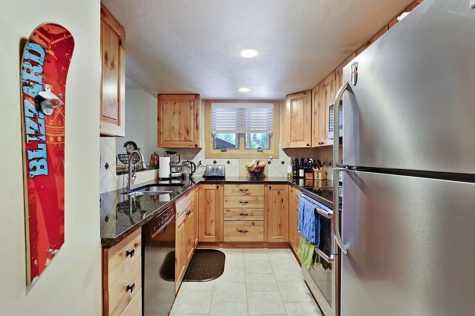 Kitchen with stainless steel appliances