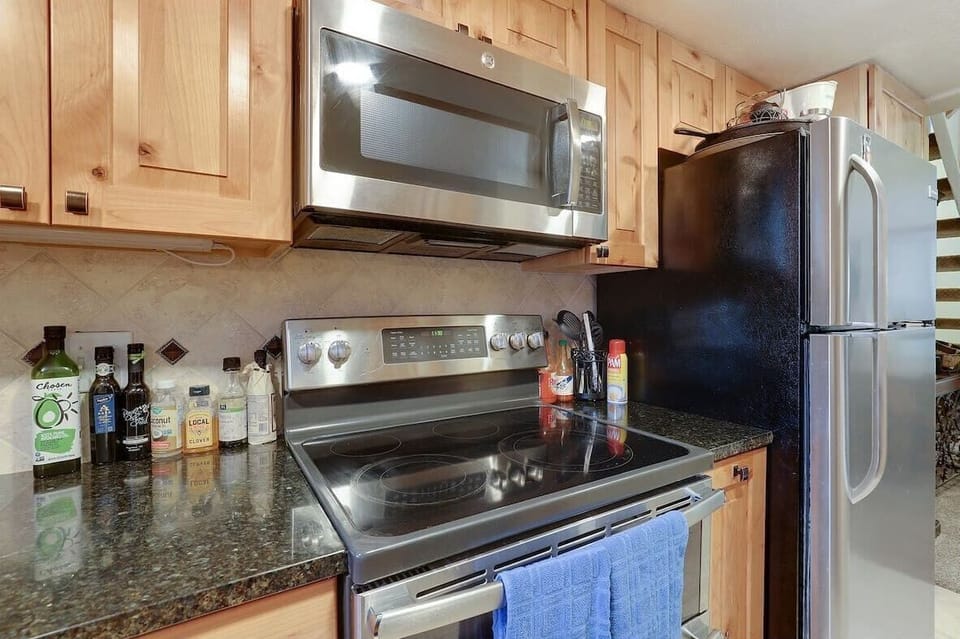 Kitchen with stainless steel appliances