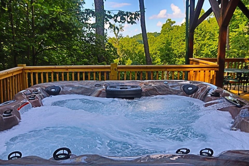 Seven (7) person Hot Tub Master Spa with long range views of the Great Smoky Mountains