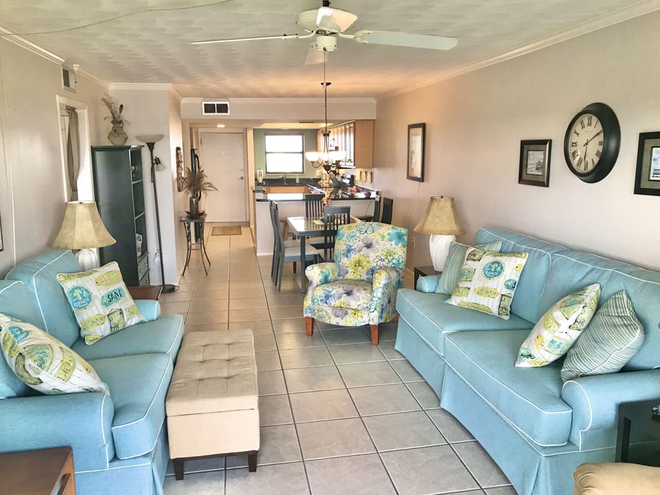 Beautiful, comfortable living room furniture, large flat screen TV