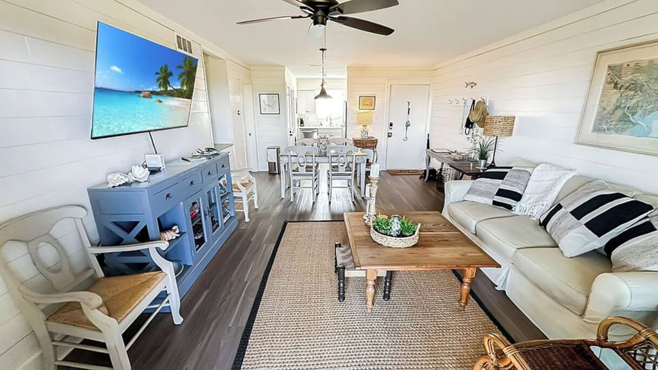 Living area with a 58" TV