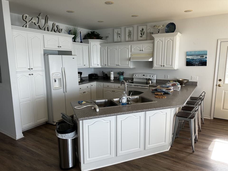 Kitchen with new flooring.