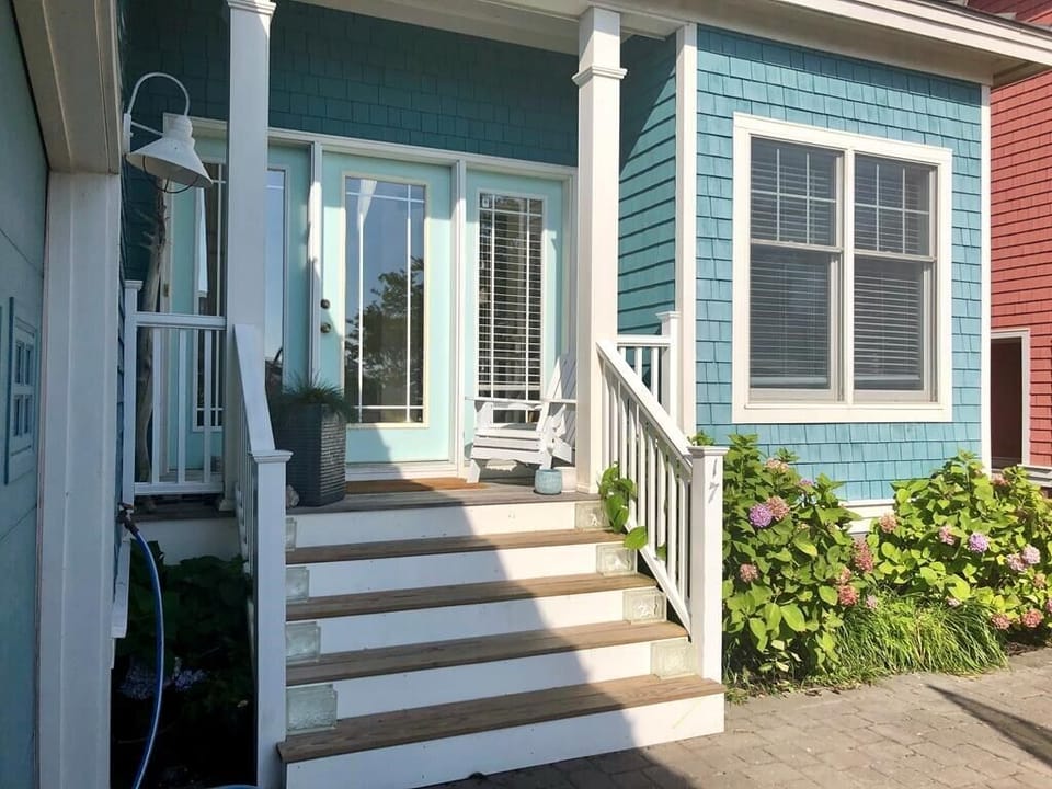 Grand entrance to home that accommodates up to 14 guests. 