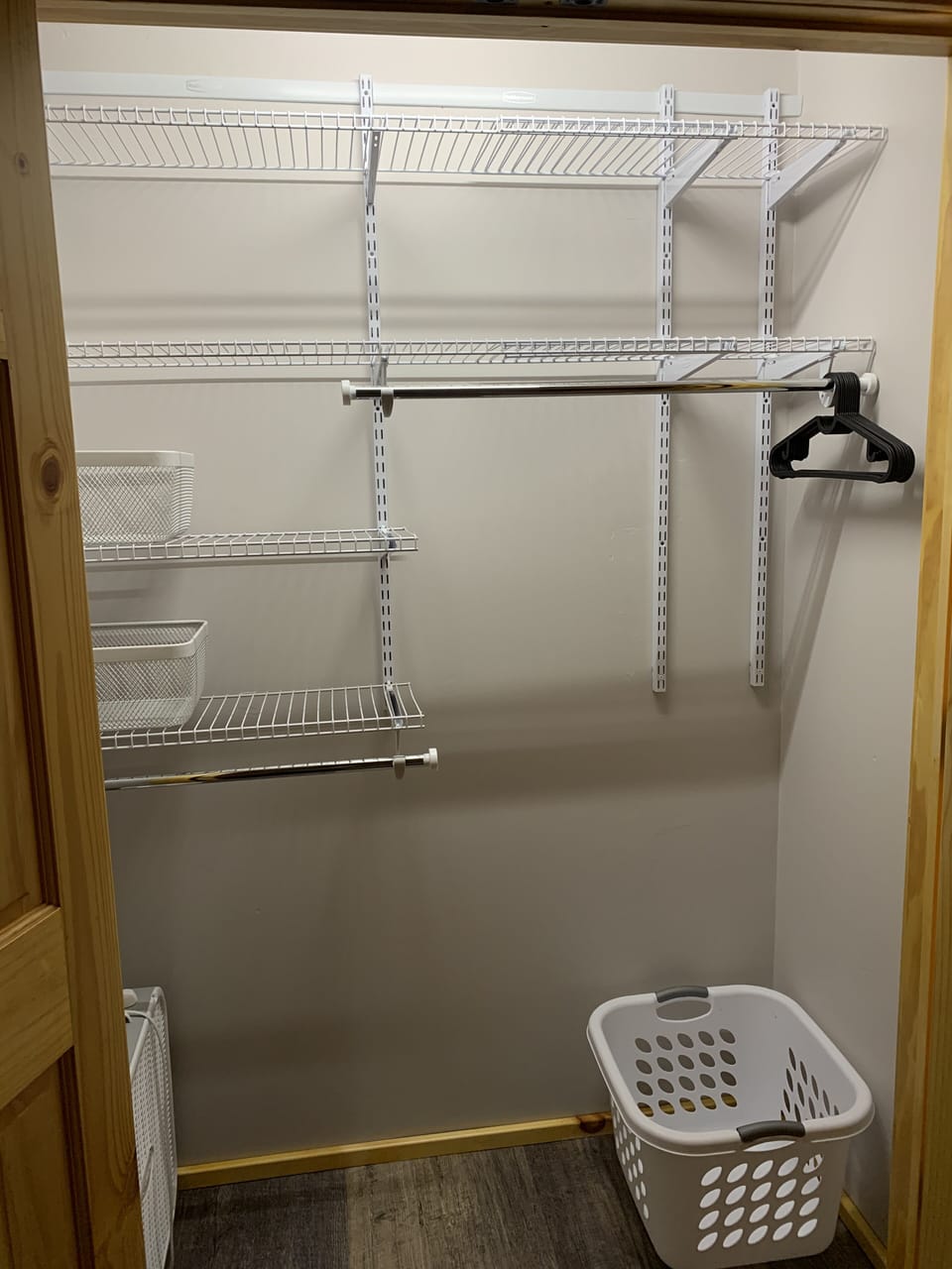 The 3 bedrooms have a closet with lots of shelves. 