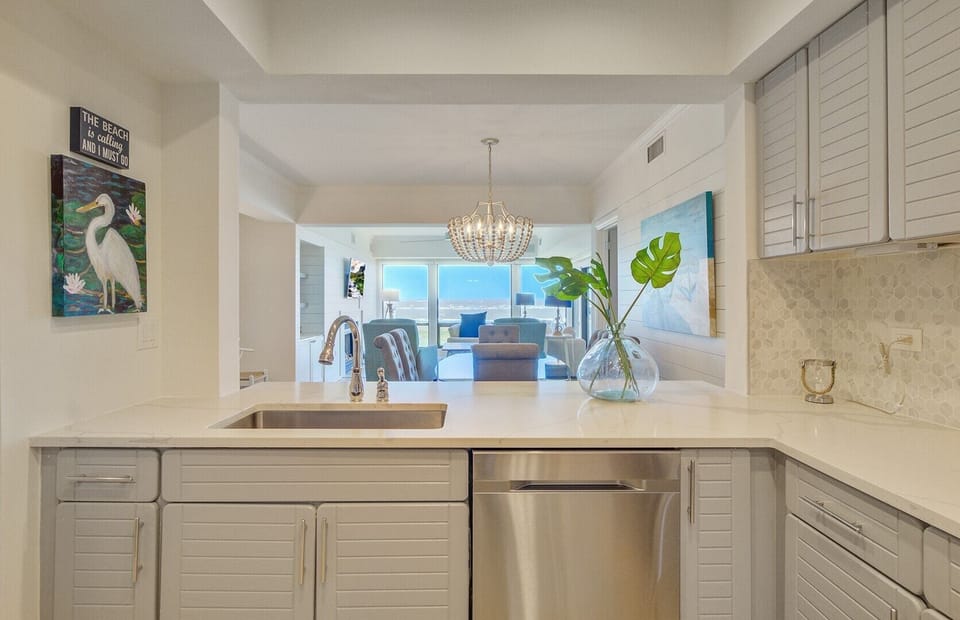 Kitchen Overlooking Dining & Living Areas