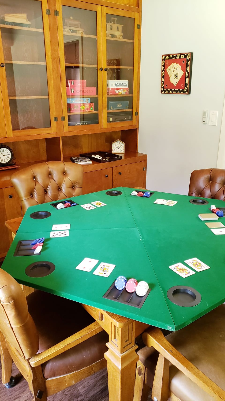 Card table top available for card games.