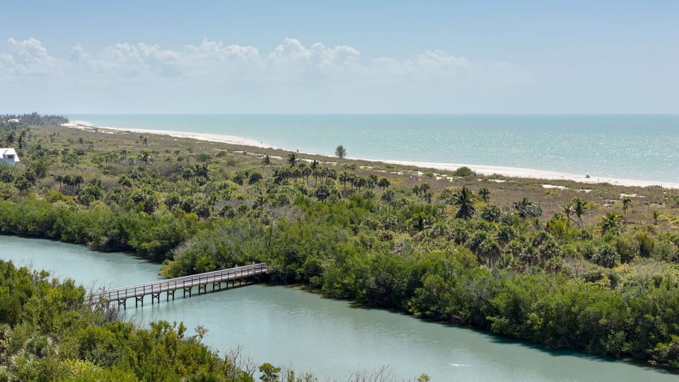 Aerial of beach boardwalk