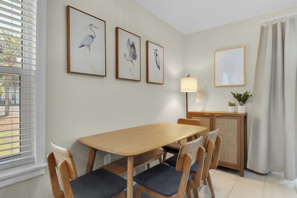 Dining table to accommodate 6 people with extra storage cabinet for food