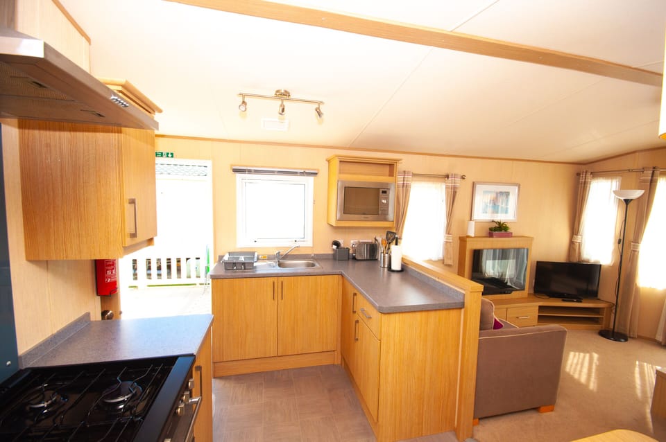 Kitchen with microwave