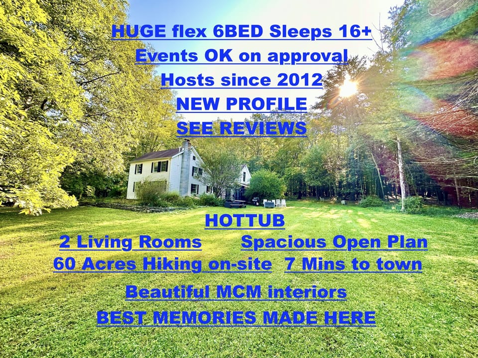 Huge open plan home on 60 Acres just 7 mins to Woodstock & 25 mins to Ski Hunter