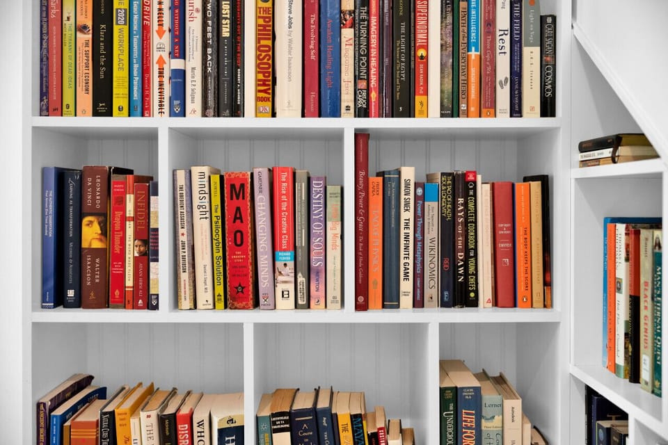 Mini library with books on culture, history, and philosophy
