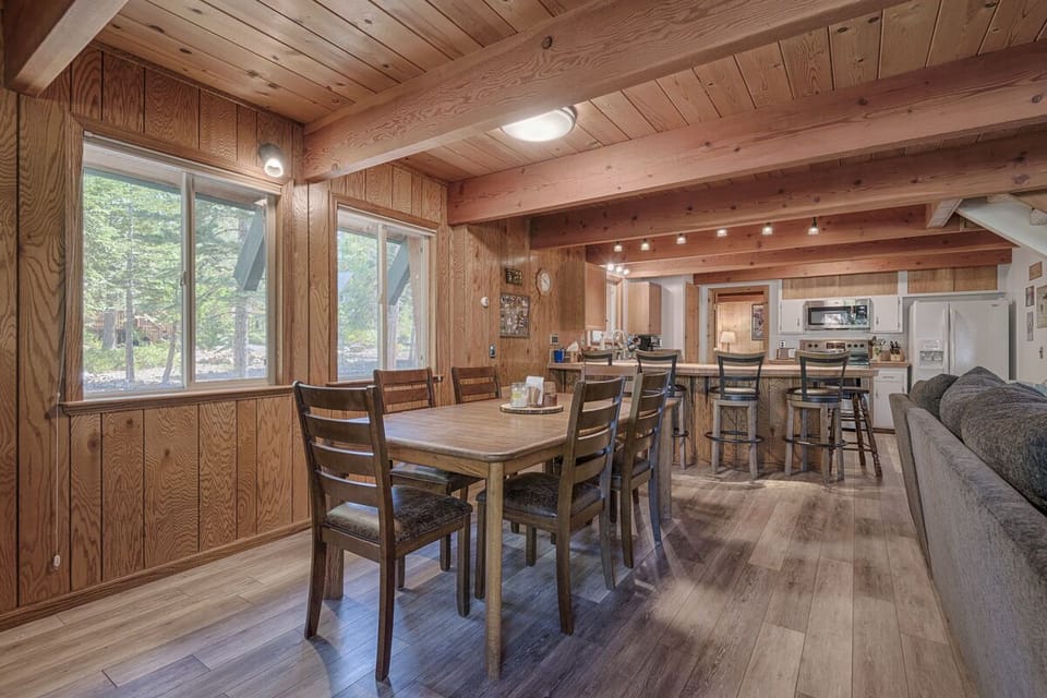 Dining table and kitchen bar seating