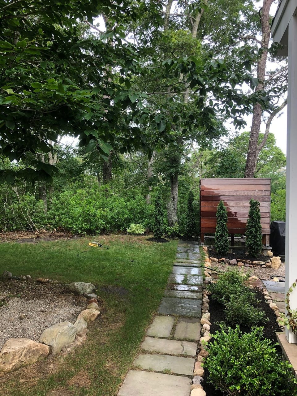 Side yard with outdoor shower