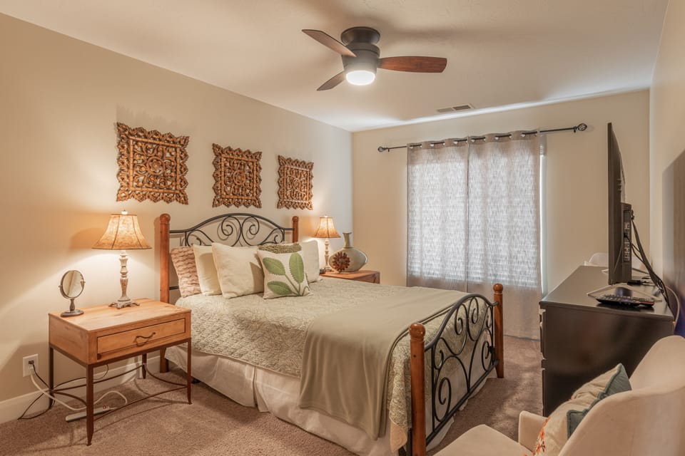 Bedroom 3 - Bedroom 3 includes a Queen bed, private TV, and closet.