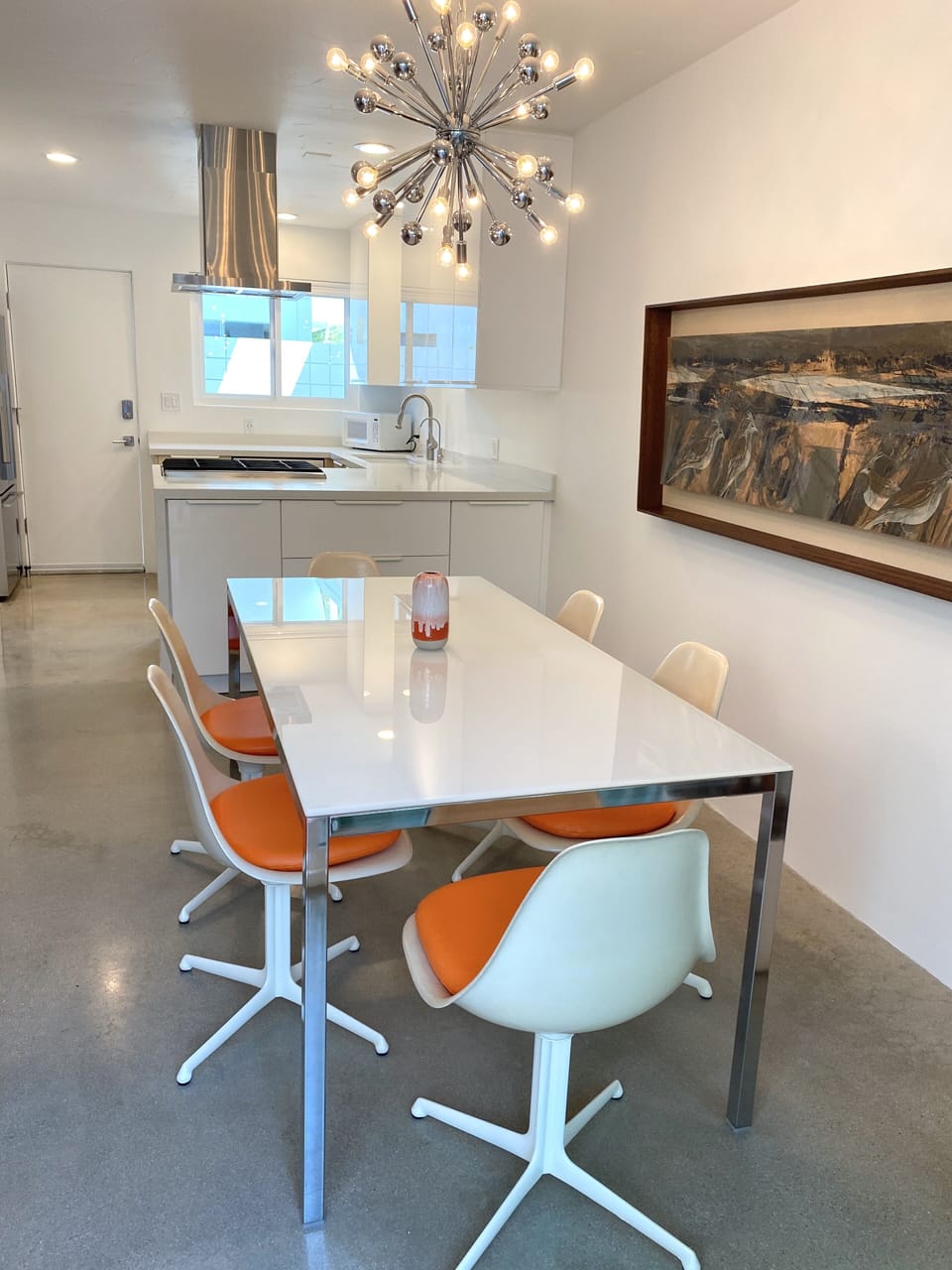 Dining area looking into kitchen