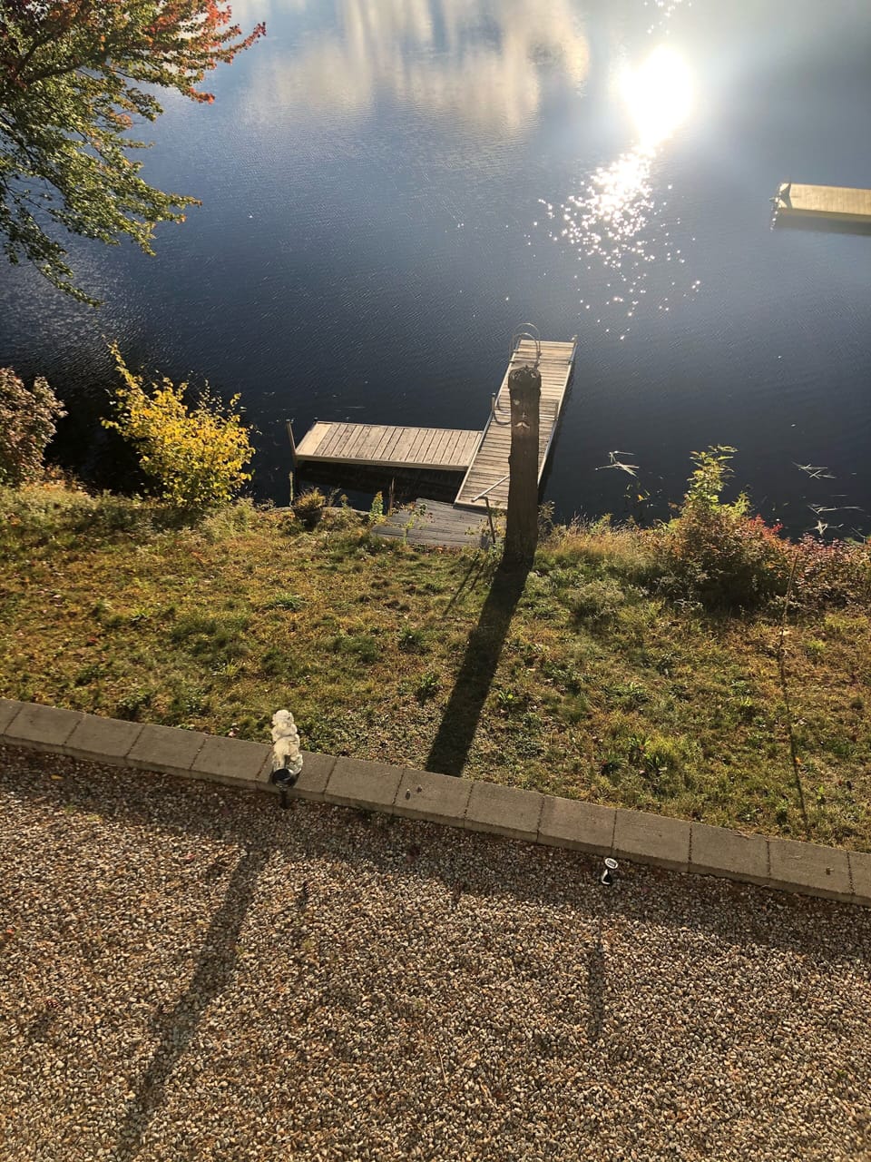 The dock and the floating swimming dock. 