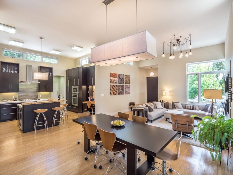 Dining table with seating for six