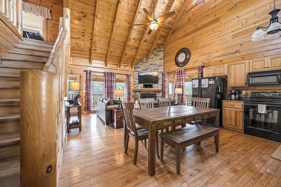 View the open concept living room from the front entrance.