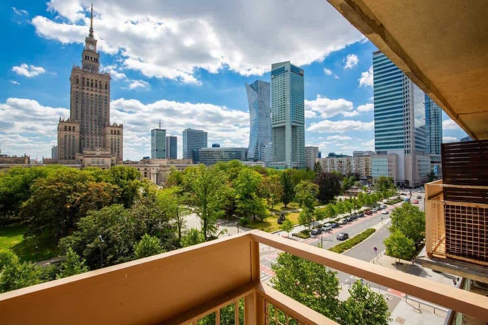 View of the city centre from the balcony. 