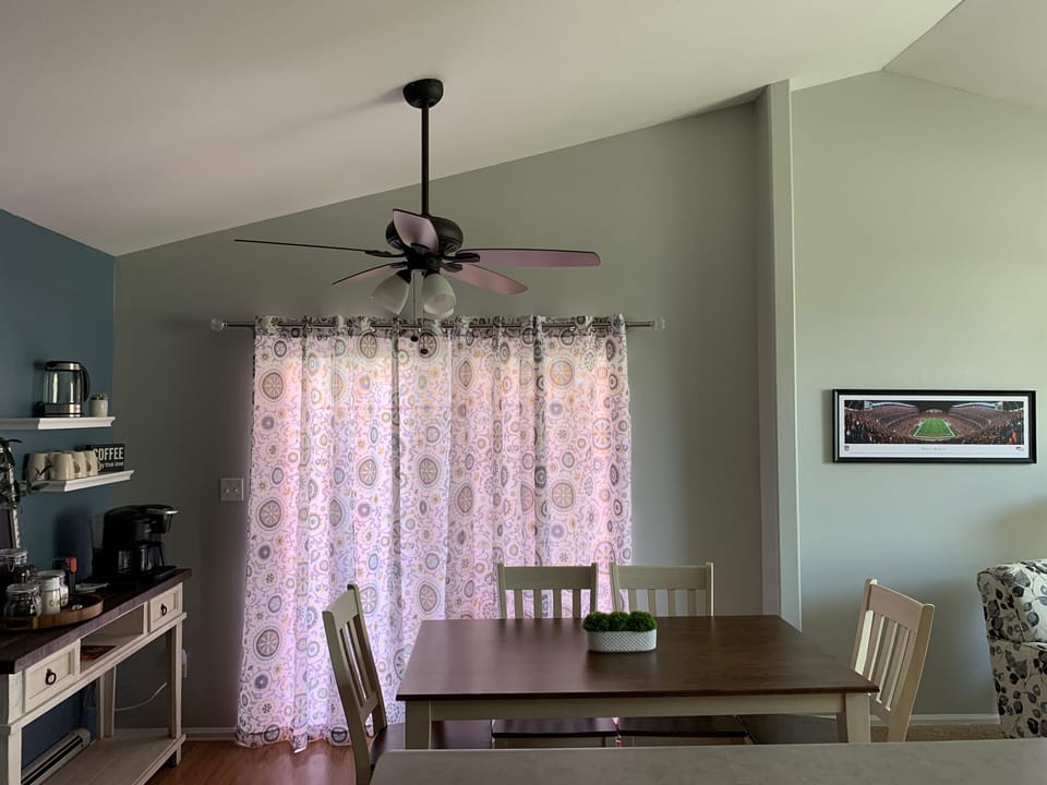 Dining room, coffee bar, and patio door