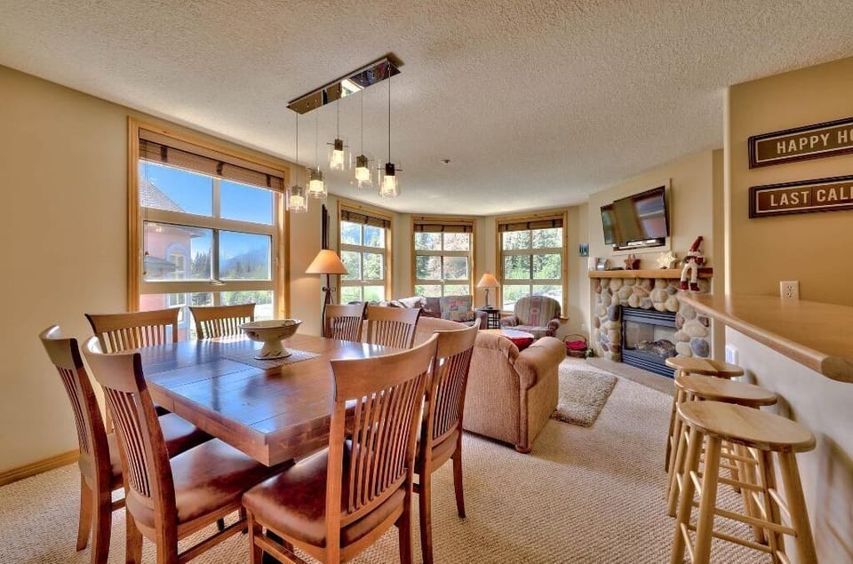 Family dining and relaxing in a cozy environment