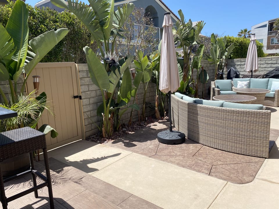 The view as you enter the outdoor living and entertainment area