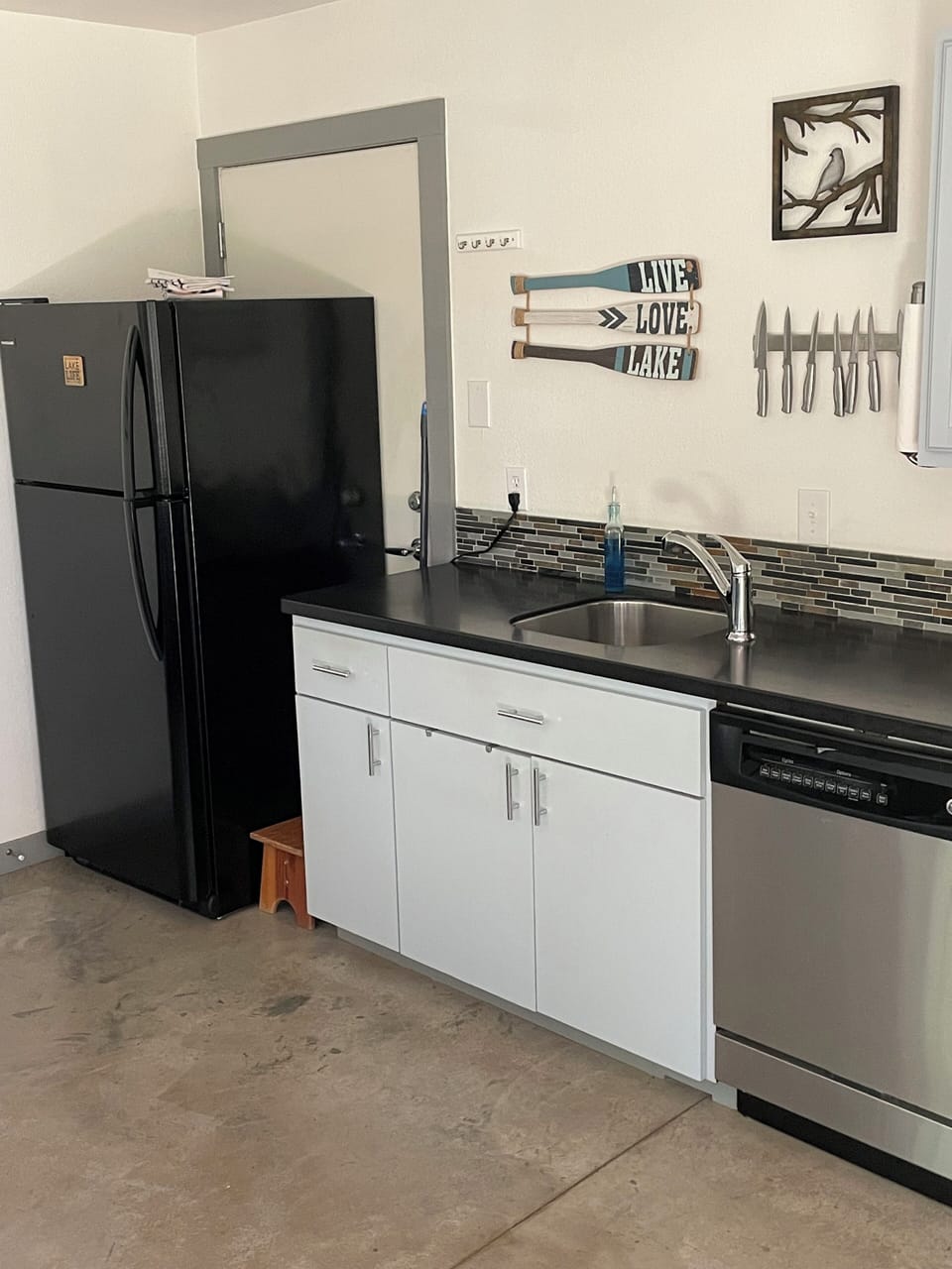 Full size refrigerator and dishwasher