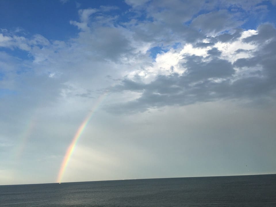 After a rainstorm a double rainbow appeared 