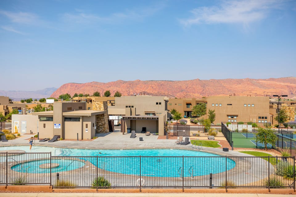 Pool View - Our home is located across the street from the pool.