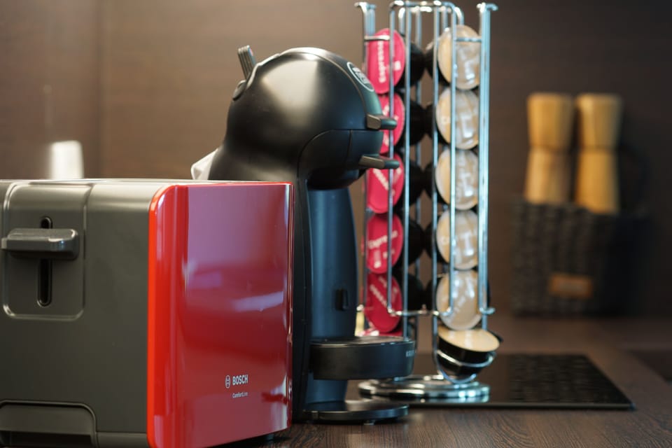 Coffee, tea, and basic cooking ingredients are provided