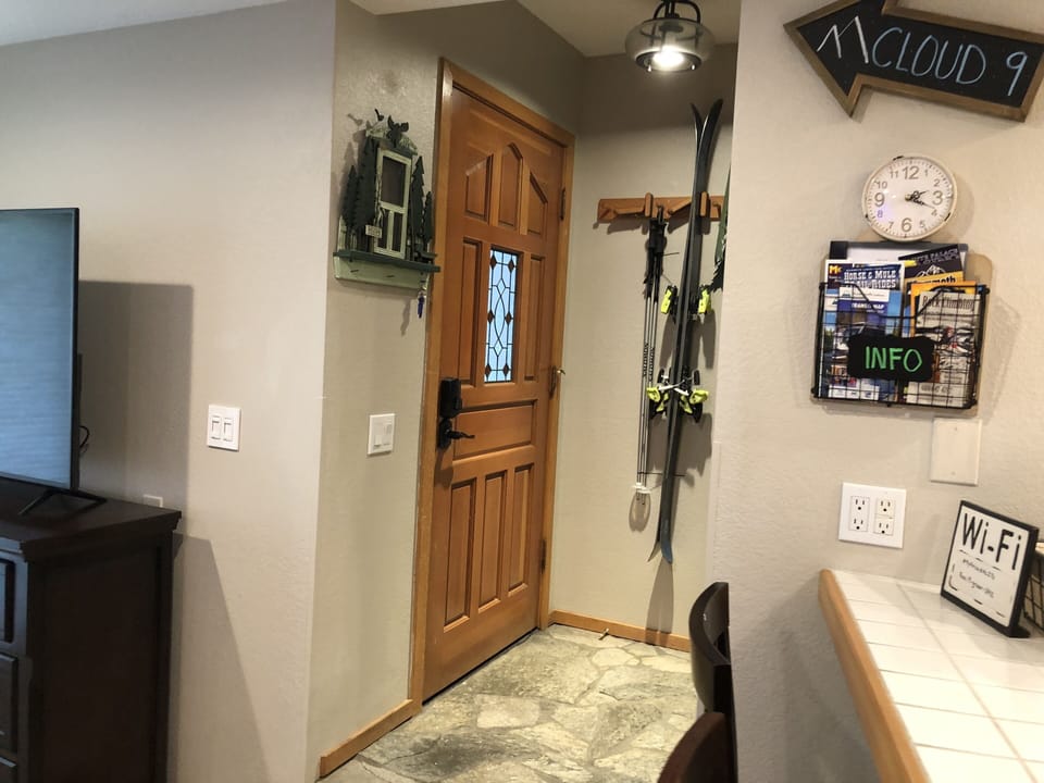 Ski/board racks right inside the front door. 