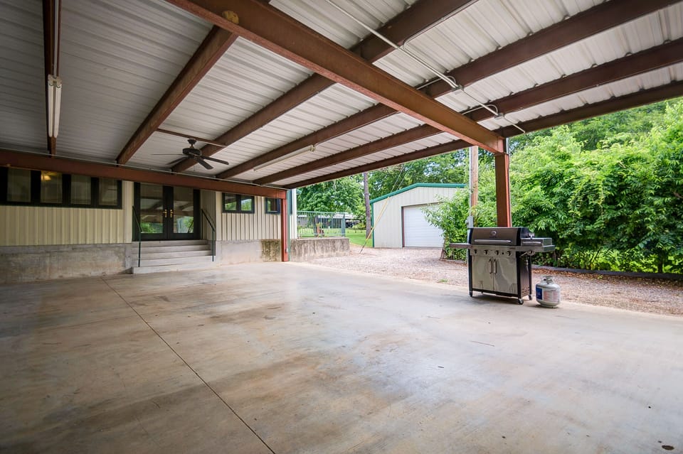 Covered parking and propane grill